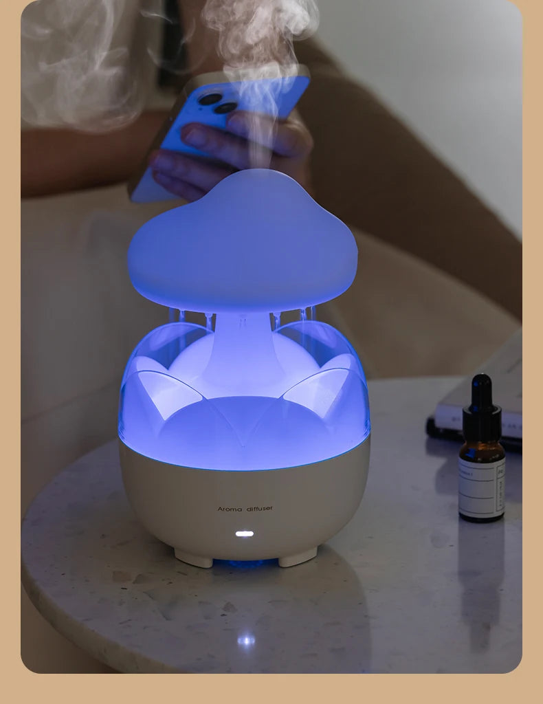 Mushroom Rain Air Humidifier Electric Aroma Diffuser Colorful Night Lights Rain Cloud Smell Distributor Relax Water Drops Sounds