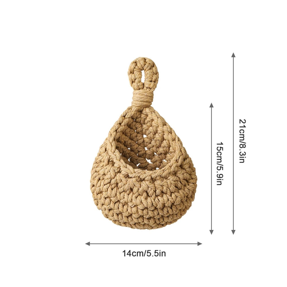 Handwoven Hanging Wall Vegetable Fruit Basket Organizer Container for Kitchen Garden Mount Wall Plant Flower Onion Storage Decor