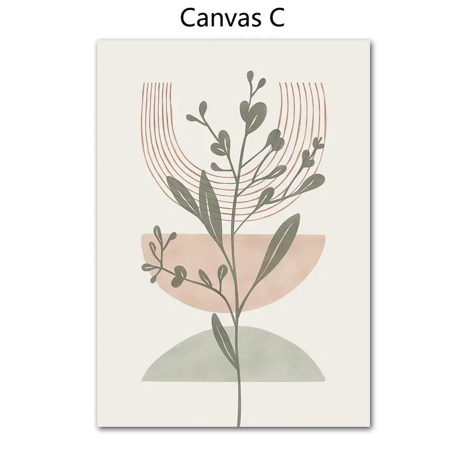 Scandinavian Simple Abstract Wall Art Bohemian Line Leaf Geometry HD Canvas Poster Prints Home Bedroom Living Room Decoration