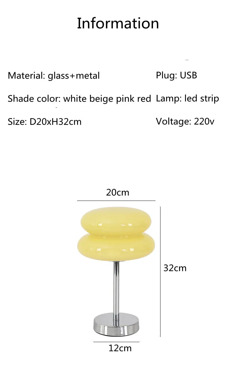 Macaron Glass Table Lamp Trichromatic Dimming Living Room Atmosphere Lamps Eye Protection Night Light Girl Bedroom Bedside Decor