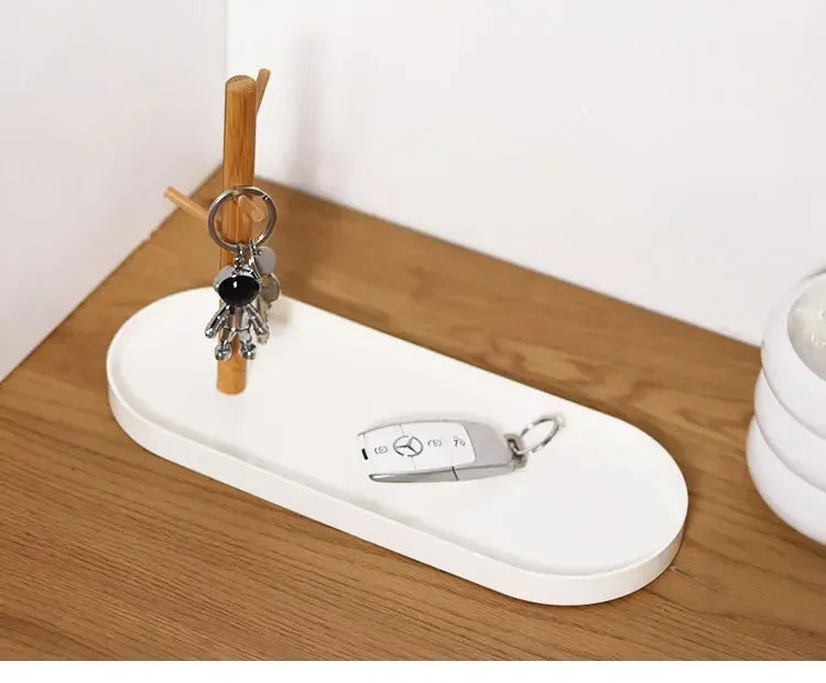2024 New Nordic Bamboo Tree Branch Storage Tray Living Room Desktop Key Hanger Jewelry Display Frame
