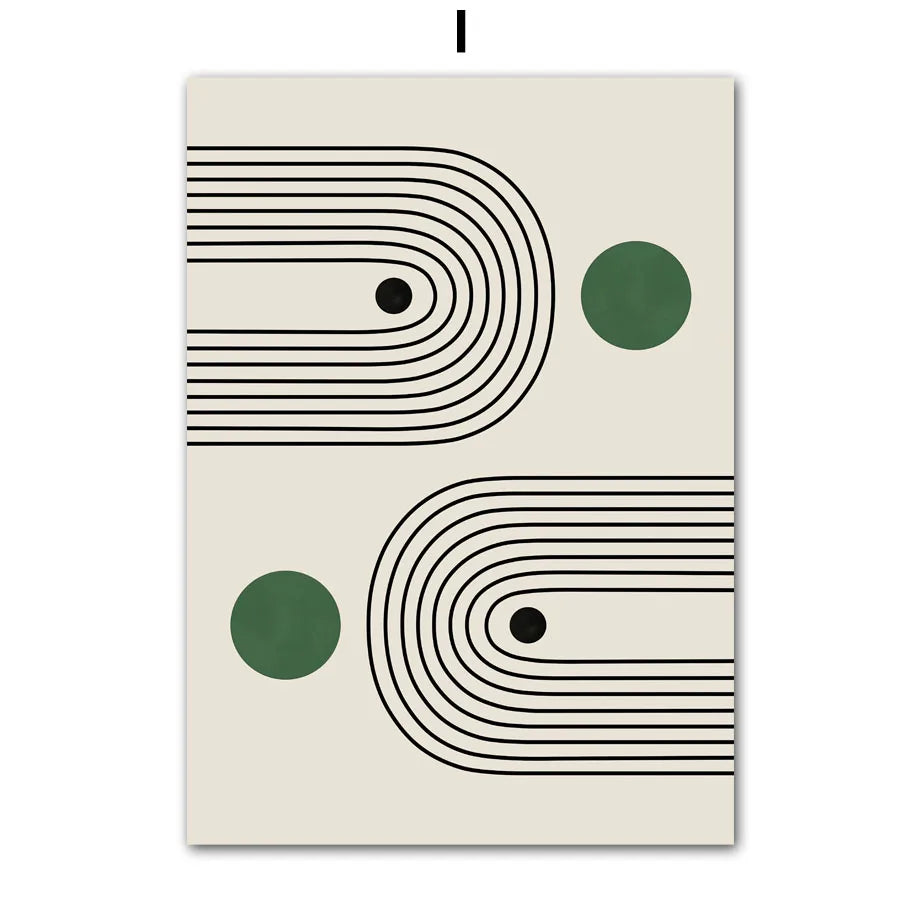Bauhaus Green Color Block Lines Modern Minimalist Wall Art Posters Prints Canvas Painting Abstract Pictures Living Room Decor