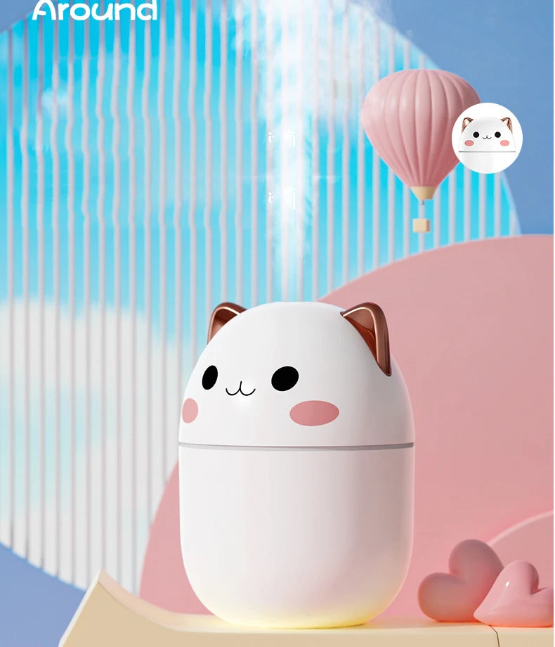 Portable 200ml Air Humidifier Cute Kawaii Aroma Diffuser With Night Light Cool Mist For Bedroom Home Car Purifier Humificador