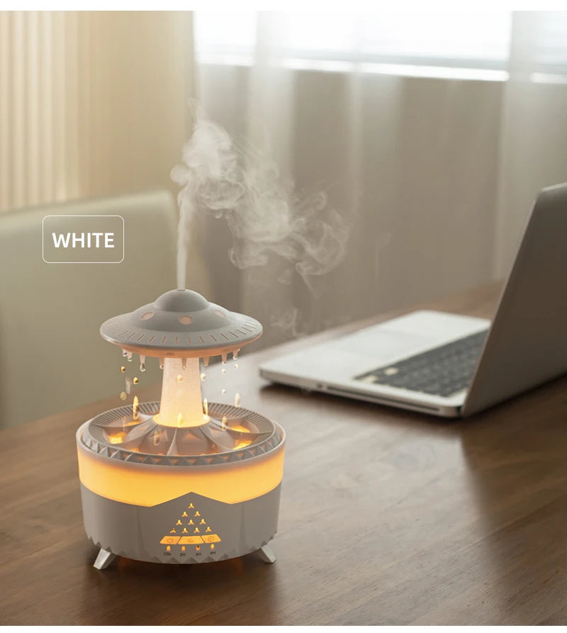 350ml Aroma Air Humidifier Mini Usb Remote Control Raindrop Colorful Light Aromatherapy Room Rain Cloud Aroma Oil  Diffuser