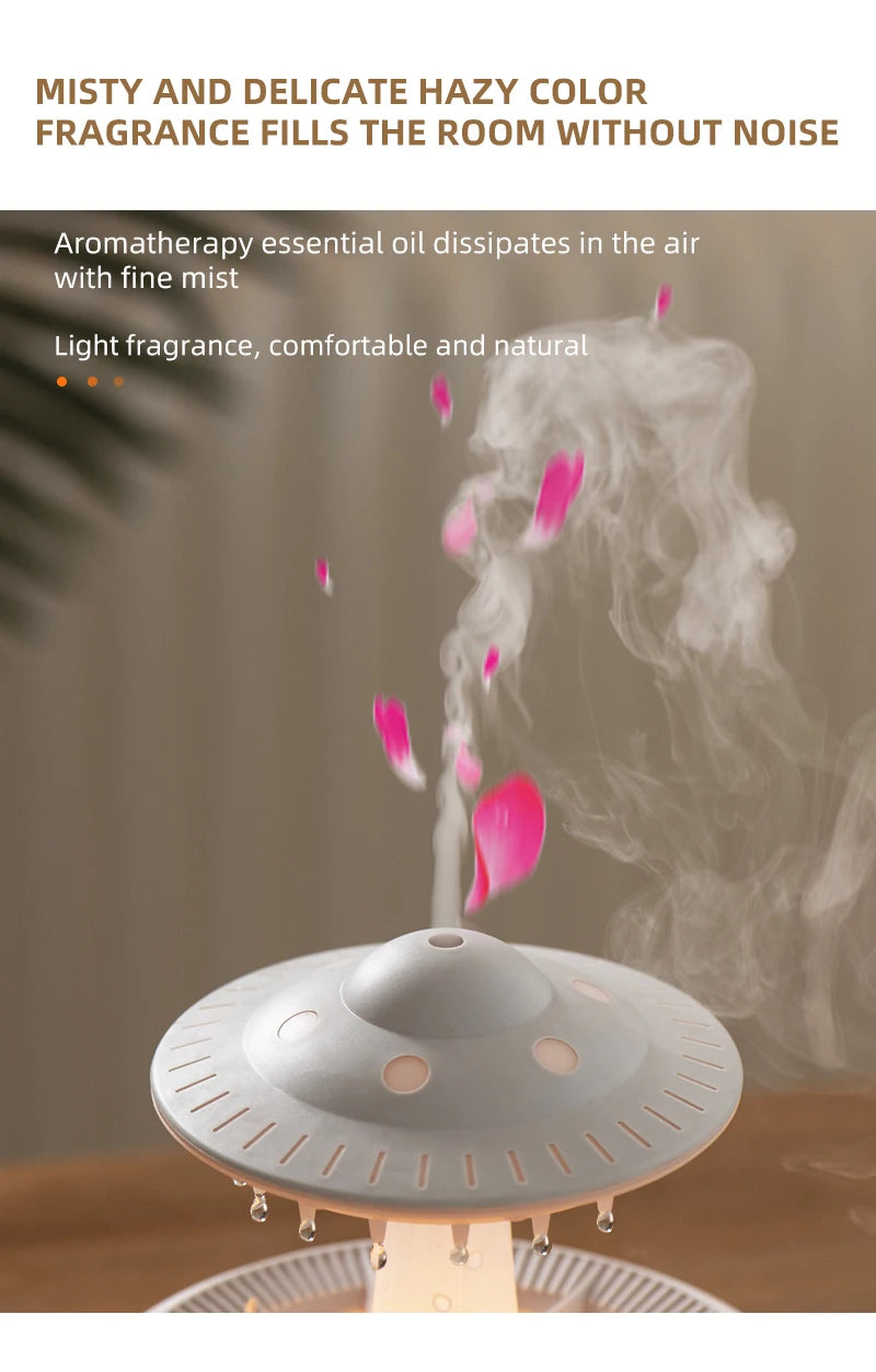350ml Aroma Air Humidifier Mini Usb Remote Control Raindrop Colorful Light Aromatherapy Room Rain Cloud Aroma Oil  Diffuser