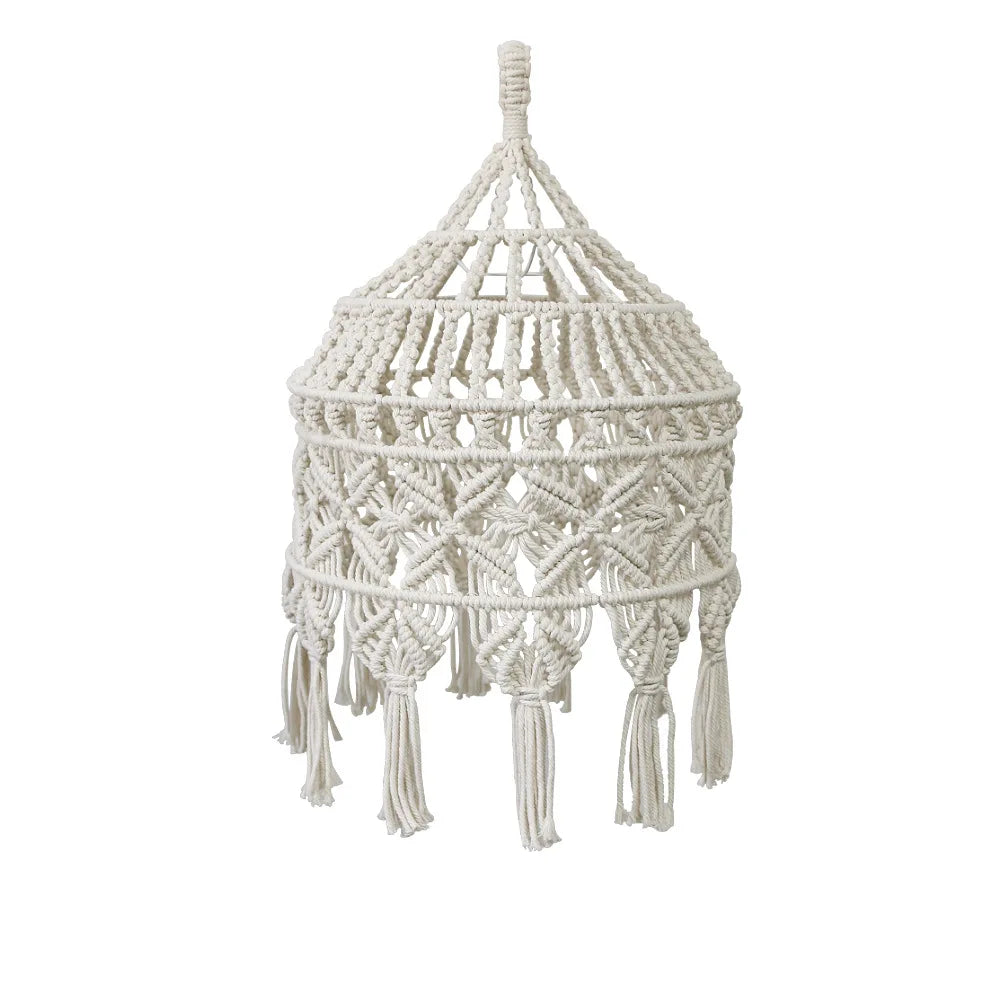 Macrame Lamp Shade Handwoven Portable Creative Tassel Lampshade for Living Room Office Housewarming Gift Dorm Home Decorations