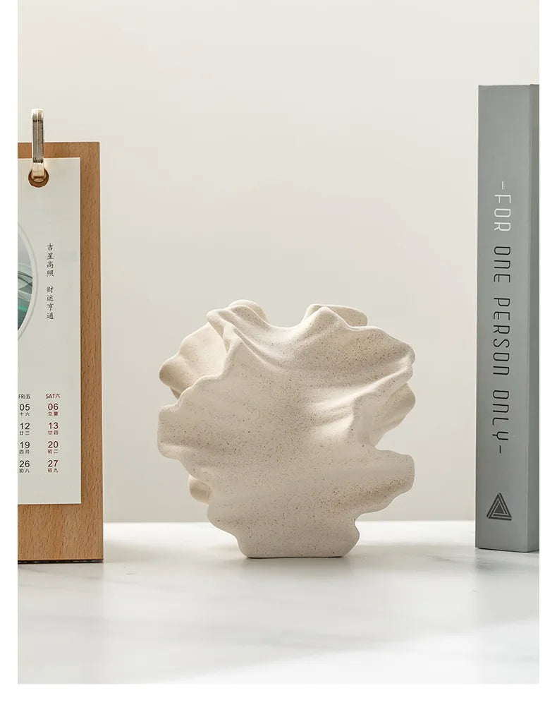 Creative Irregular Wrinkle Vase Abstract Crafts Ceramic Flower Pots Desk Decoration Porcelain Flowers Arrangement Floral Vases