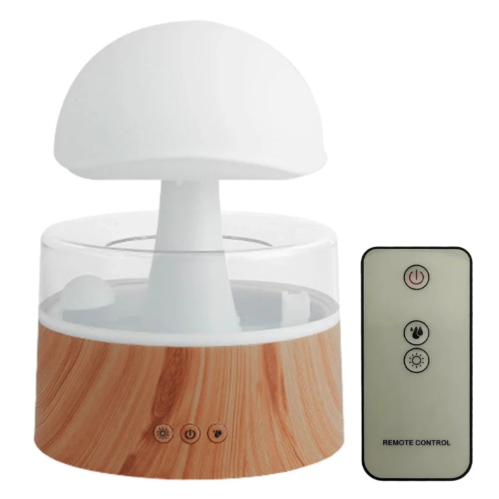 Mushroom Cloud Rain Humidifier Relaxing Raindrop Aromatherapy Machine Ultrasonic Atomization Humidification Colorful Night Light