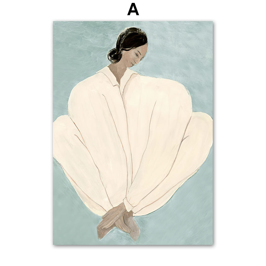 Pajama Girl Famous Painting Poster Line Mural Abstract Geometric Art Printed Canvas Figure Nordic Decorated Living Room Painting