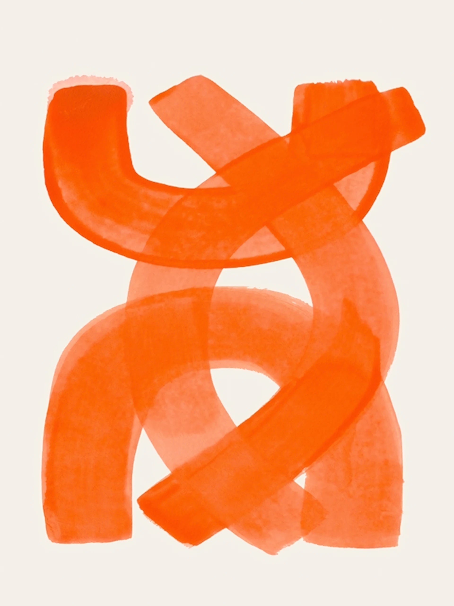 Modern Abstract Mid Century Watercolor Brush Strokes Poster Orange Canvas Print Painting Wall Art Picture Living Room Home Decor