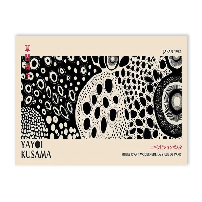 Abstract Yayoi Kusama Flower Exhibition Art Poster Vintage Japanese Print Canvas Painting Modern Room Large Size Wall Home Decor