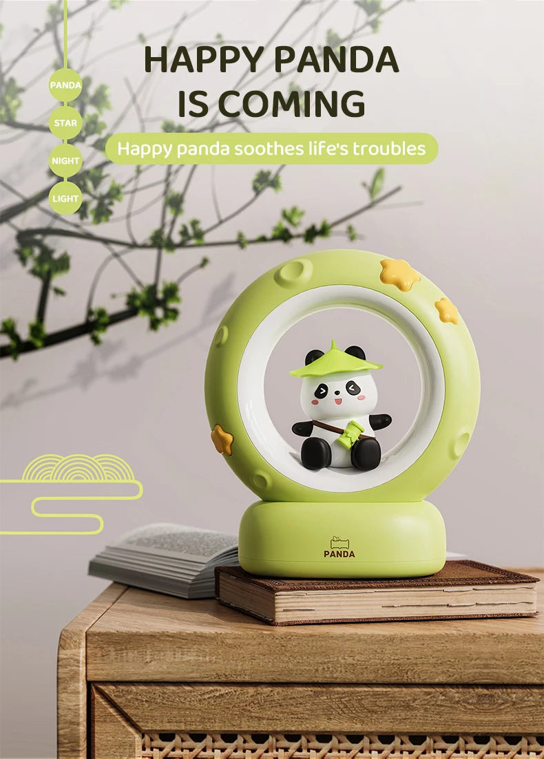3Style Moon Night Light Cute Rabbit Cat Panda Lamps Room Bedside Decoration USB Rechargeable Kawii Animal Gift Warm Soft Light