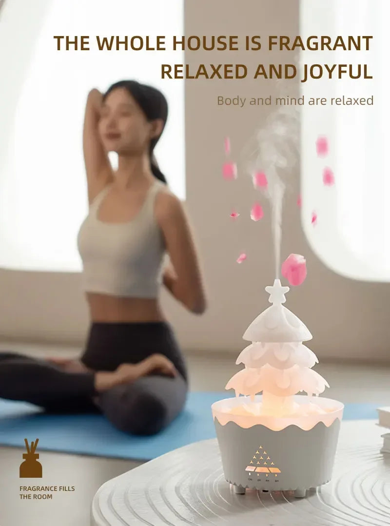 Rain Cloud Aromatherapy Diffuser Ultrasonic Air Humidifier Soothing Water Drops Sound Essential Oil Aroma Diffuser with LED Lamp