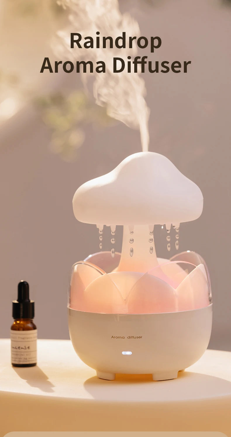 Mushroom Rain Air Humidifier Electric Aroma Diffuser Colorful Night Lights Rain Cloud Smell Distributor Relax Water Drops Sounds
