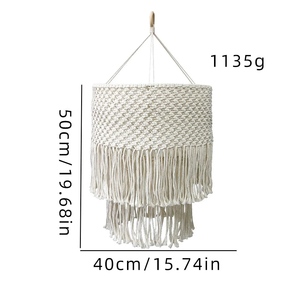 Macrame Lamp Shade Handwoven Portable Creative Tassel Lampshade for Living Room Office Housewarming Gift Dorm Home Decorations