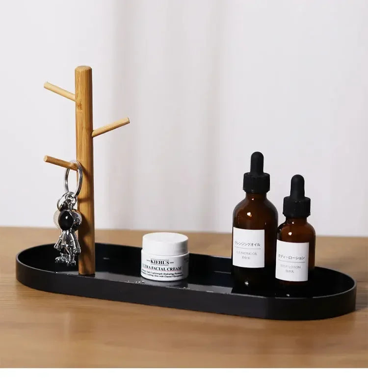 2024 New Nordic Bamboo Tree Branch Storage Tray Living Room Desktop Key Hanger Jewelry Display Frame