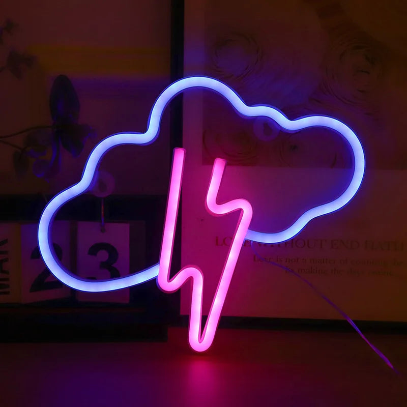 Cloud Lightning LED Neon Sign Night Light Battery/USB Operated for Children's Room Party Home Bar Lamp Gift Decoration