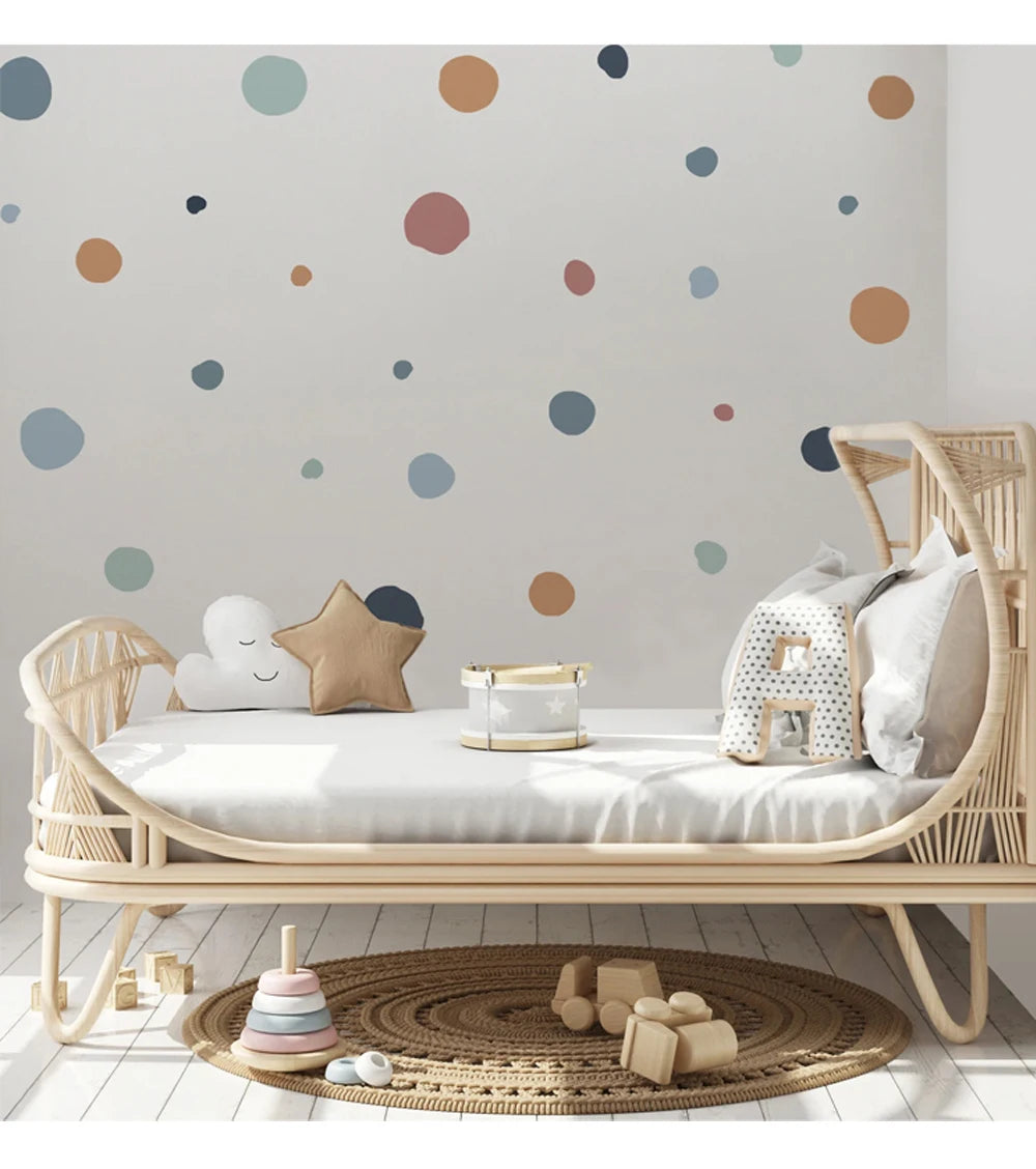 Boho Colorful Polka Dots Children Wall Stickers Removable Nursery Wall Decals Poster Print Kids Bedroom Interior Home Decor
