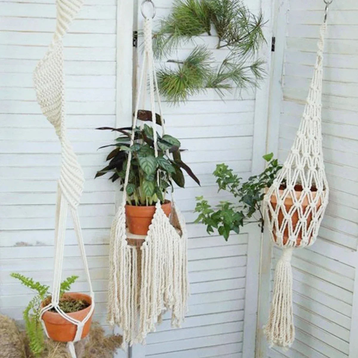 Handmade Macrame Plant Hangers Hanging Cotton Rope Hanging Planter Garden Plant Pot Holder Decor for Indoor Living Room Balcony