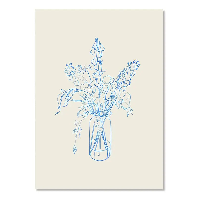 Abstract Line Lemon Flower Vase Geometry Nordic Poster Wall Art Prints Canvas Painting Wall Pictures For Living Room Decor