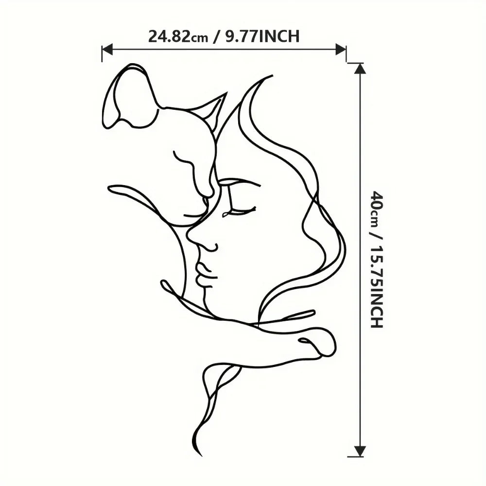 Facial Line Wall Decoration: Stylish Metal Wall Art, Abstract Iron Wall Sculpture for Modern Black Home Hanging Decor