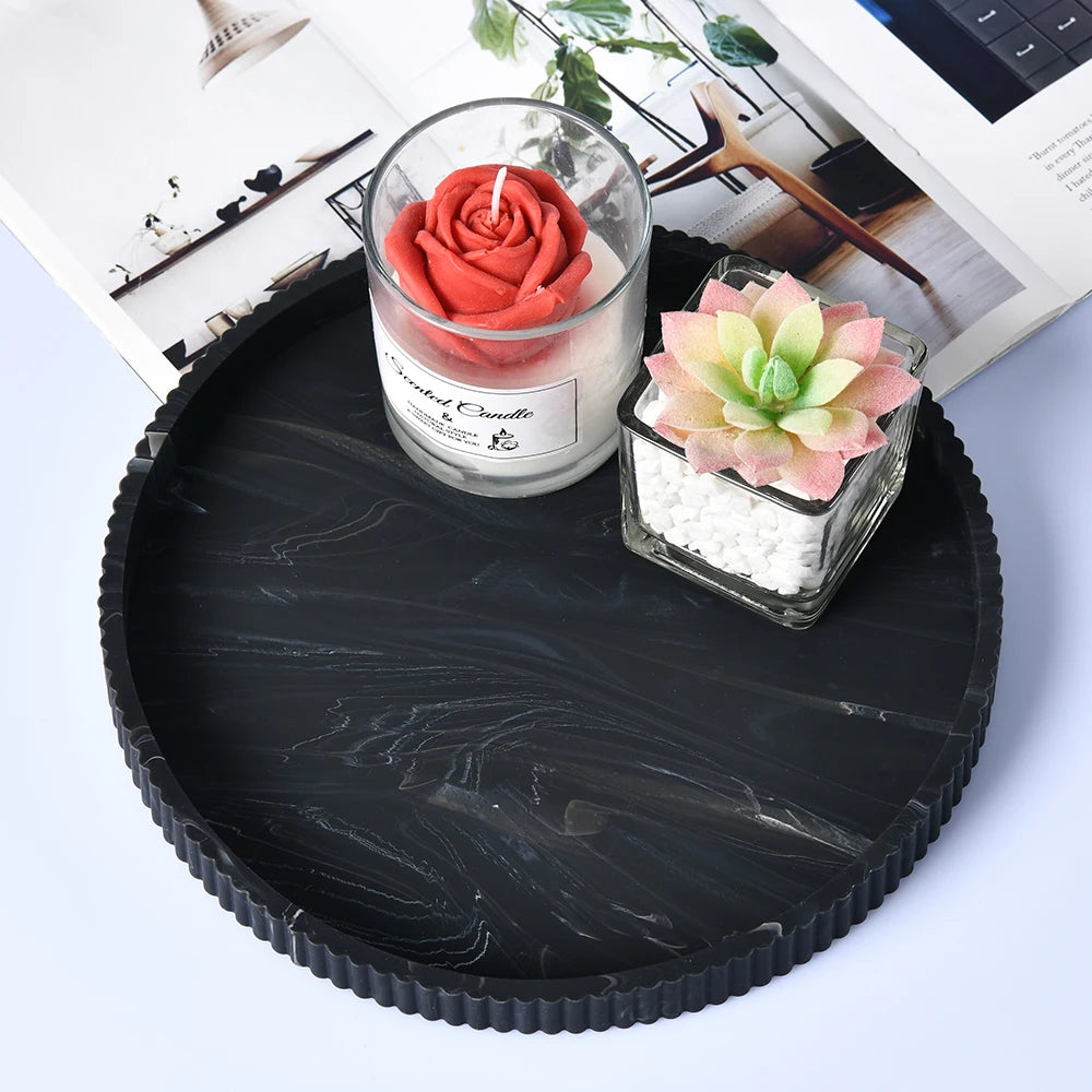 A Silicone Lace Round Decorative Storage Tray, Coffee Table Decorative Storage Tray, Round Tray, Home Decoration Tray, Desktop Decorative Tray, Decorative Tray, Center Decorative Tray