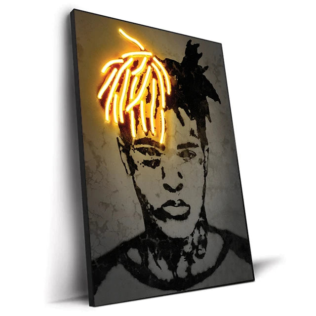 Canvas Print Art Poster Abstract Neon Design Rapper Star Canvas Paintings 2PAC Hip Hop Singers Poster Wall Art Bar Home Decor