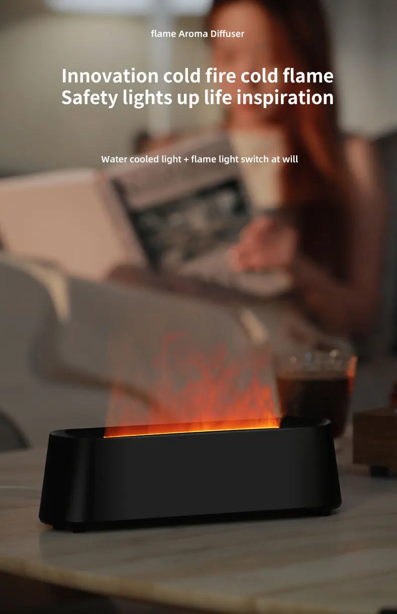 Flame Diffusers for Essential Oils 300ML Aroma Diffuser Humidifier with RGB Light Remote Control for Home Office