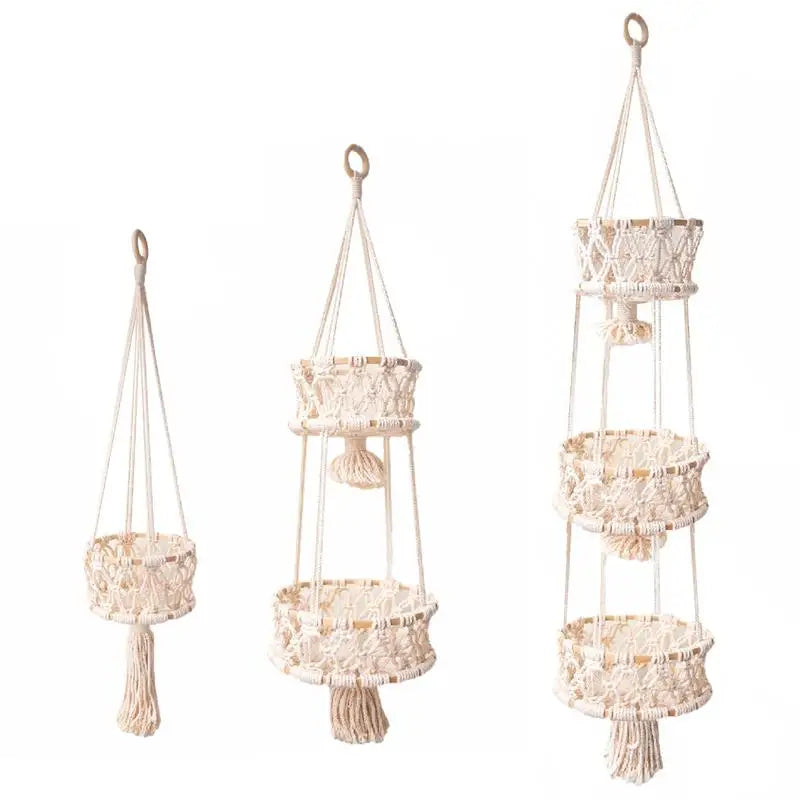 Hanging Hand-woven Macrame Plant Hanger Flower Pot Planter Hanger Wall Decor Courtyard Garden Hanging Planter Hanging Basket
