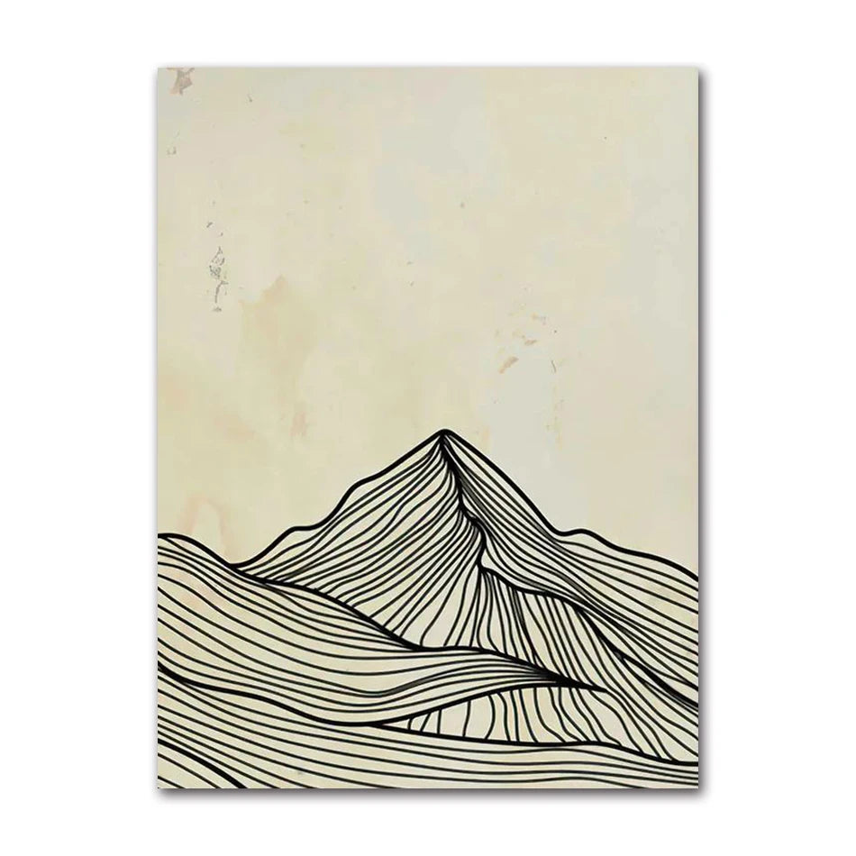 Minimalist Sun Mountain Line Abstract Wall Art, Nordic Posters Prints, Minimalist Image, Canvas Painting, Room Decoration, Set 3