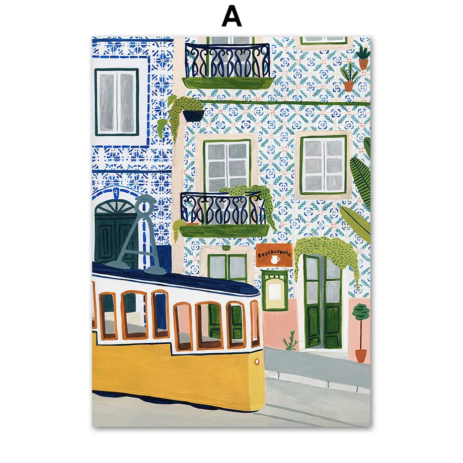 Abstract Landscape City Travel Print Fruit Illustration Poster Wall Art Canvas Painting Wall Pictures For Living Room Home Decor