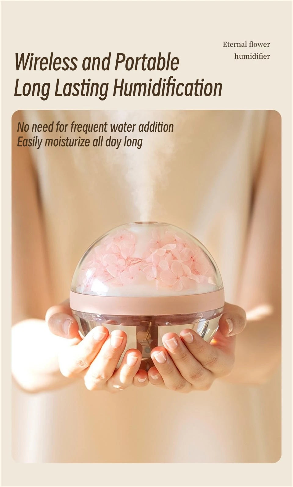 800mAh USB Rechargeable Battery Air Humidifier Eternal Flower Portable Mist Sprayer Aroma Diffuser Home Mini Humidifier Atomizer