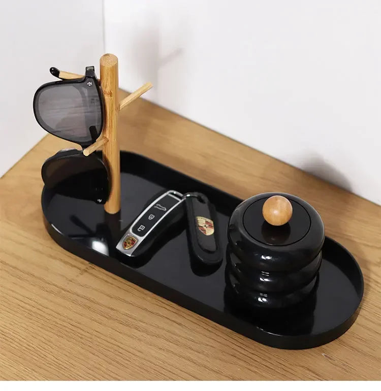 2024 New Nordic Bamboo Tree Branch Storage Tray Living Room Desktop Key Hanger Jewelry Display Frame