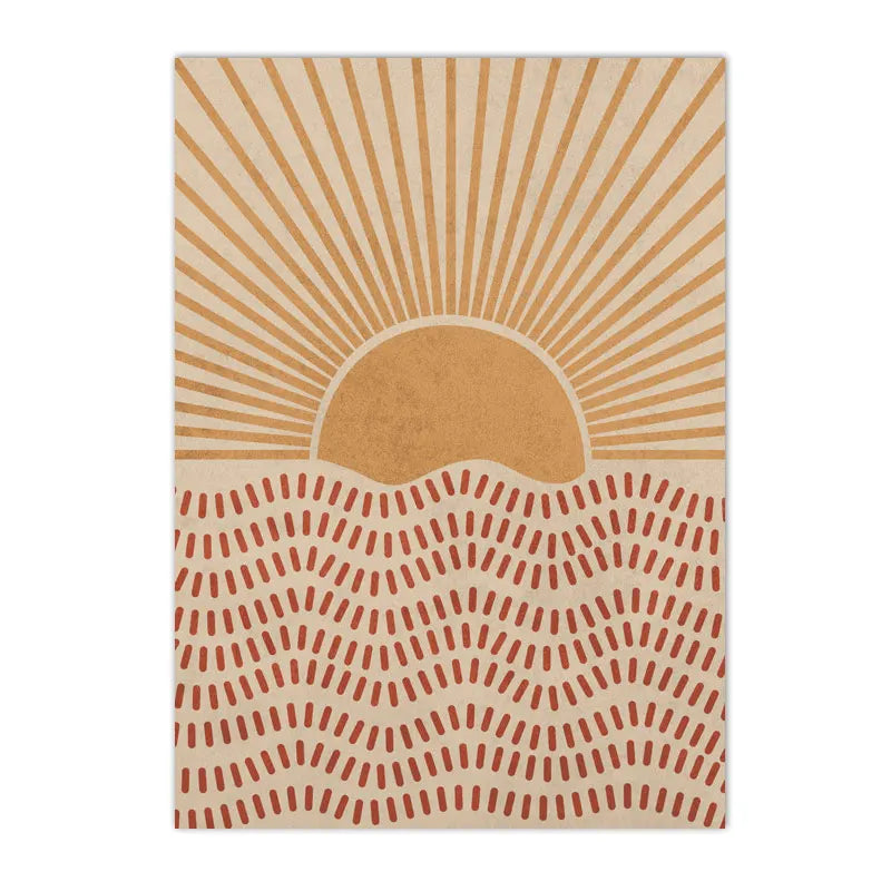Mid Century Modern Orange Terracotta Boho Posters Wall Art Print Pictures Sun Canvas Painting Vintage Wall Poster Bedroom Decor