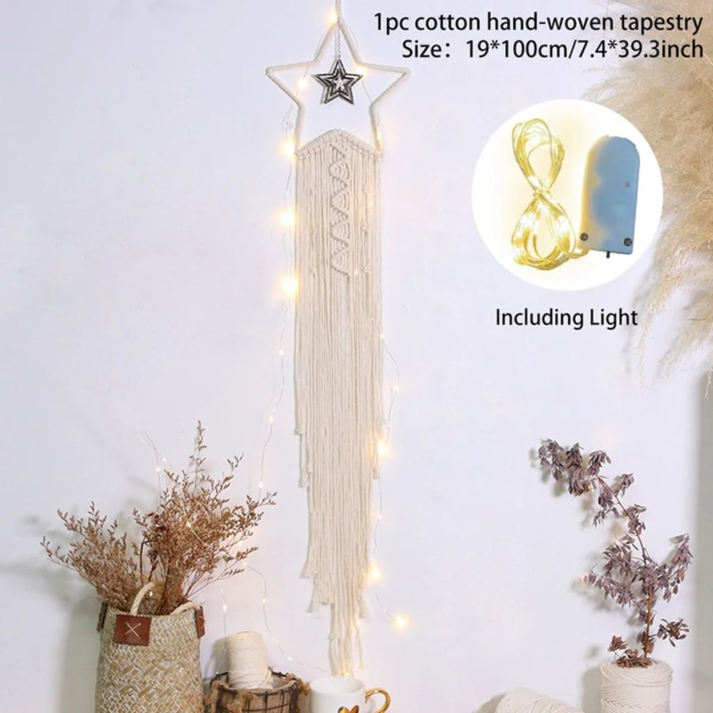 Nordic Star Moon Macrame Tapestry Bohemian Home Decoration Boho Room Decor Bedroom Wall Curtain Ramadan Eid Mubarak Decor