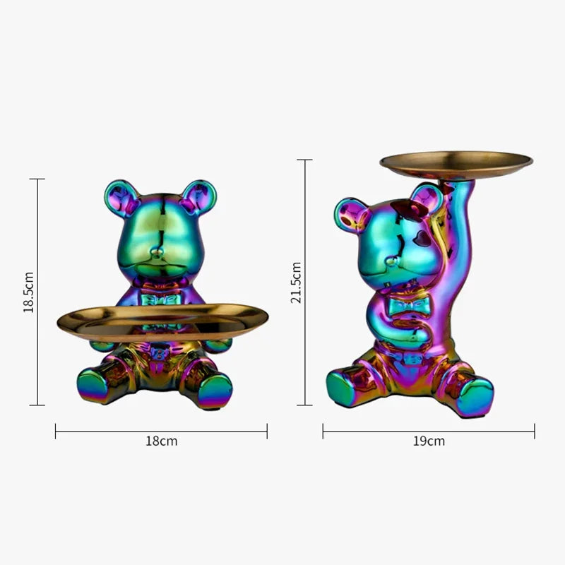 Home Decor Ceramic Colorful Plating Bear Storage Box Home Living New Room Desktop Tray Decorative Statue Money Box Ornaments