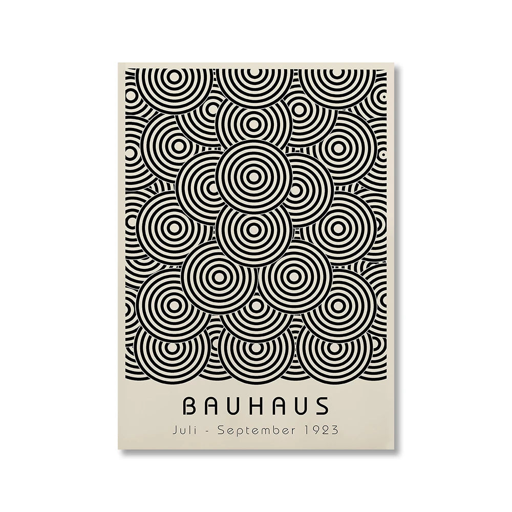 Abstract Bauhaus Style Geometric Wall Art Posters Prints Picture Vintage Black Beige Line Canvas Paintings For Modern Home Decor