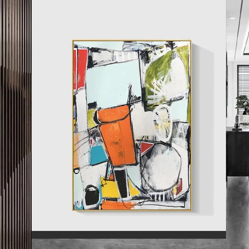 Conceptual White Line Abstract Canvas Painting Living Room Modern Wall Art Home Decoration Painting Frameless Painting