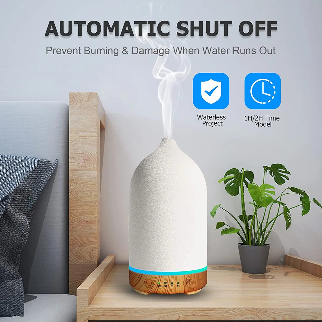 Ceramic Air Humidifier Aroma Diffuser Aromatherapy Cool Mist Ultrasonic Essential Oil  Diffuser With 7 LED Humidifier