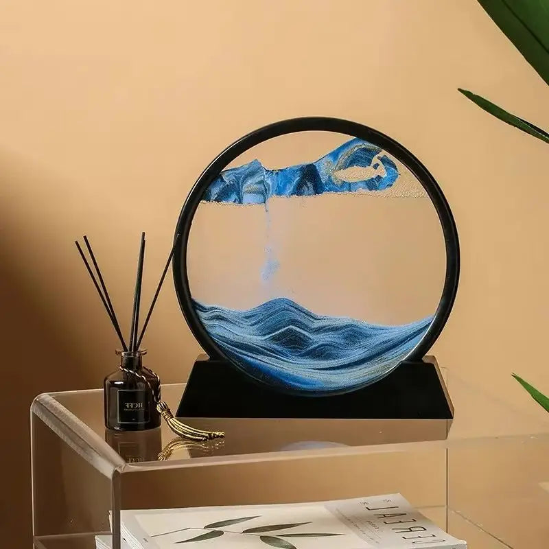 12 Inch 3D Deep Sea Sandscape Creative Hourglass Sand Clock Moving Sand Art Picture Round Glass Quicksand Painting Home Decor