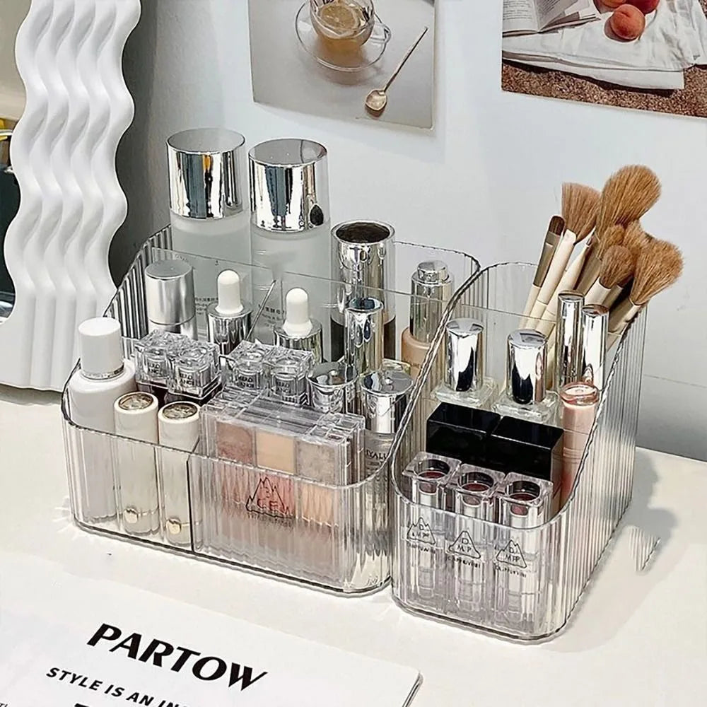 Transparent Makeup Organizer New 3/4-Slot Lightweight Vanity Case Washable Plastic Versatile Storage Box