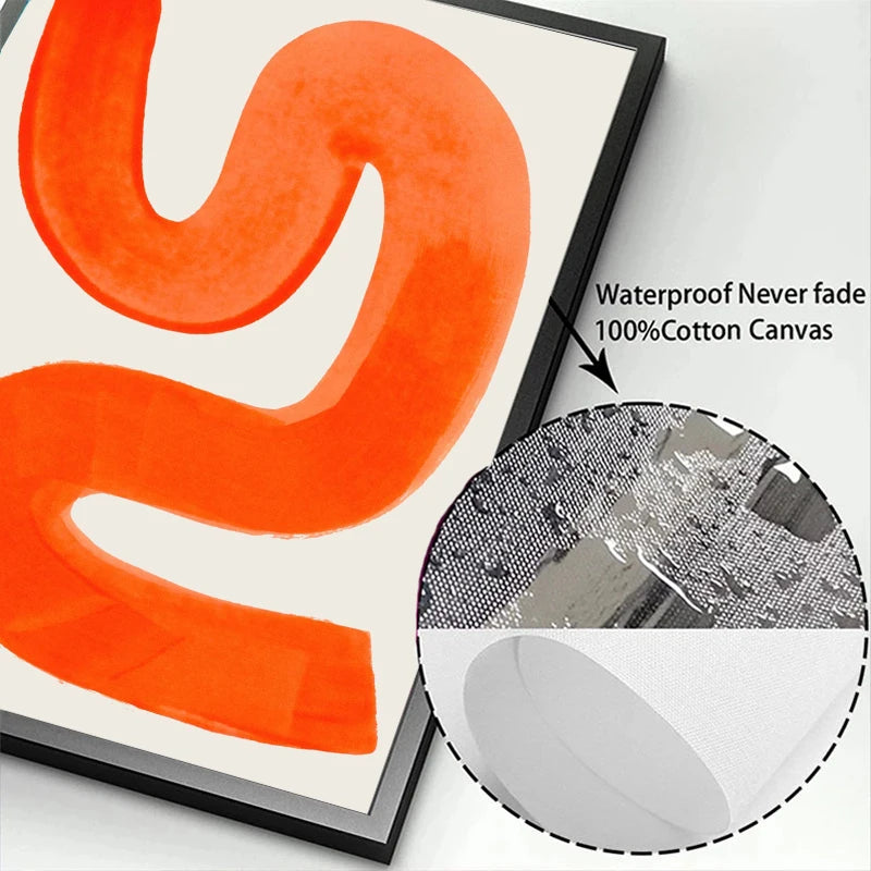 Modern Abstract Mid Century Watercolor Brush Strokes Poster Orange Canvas Print Painting Wall Art Picture Living Room Home Decor