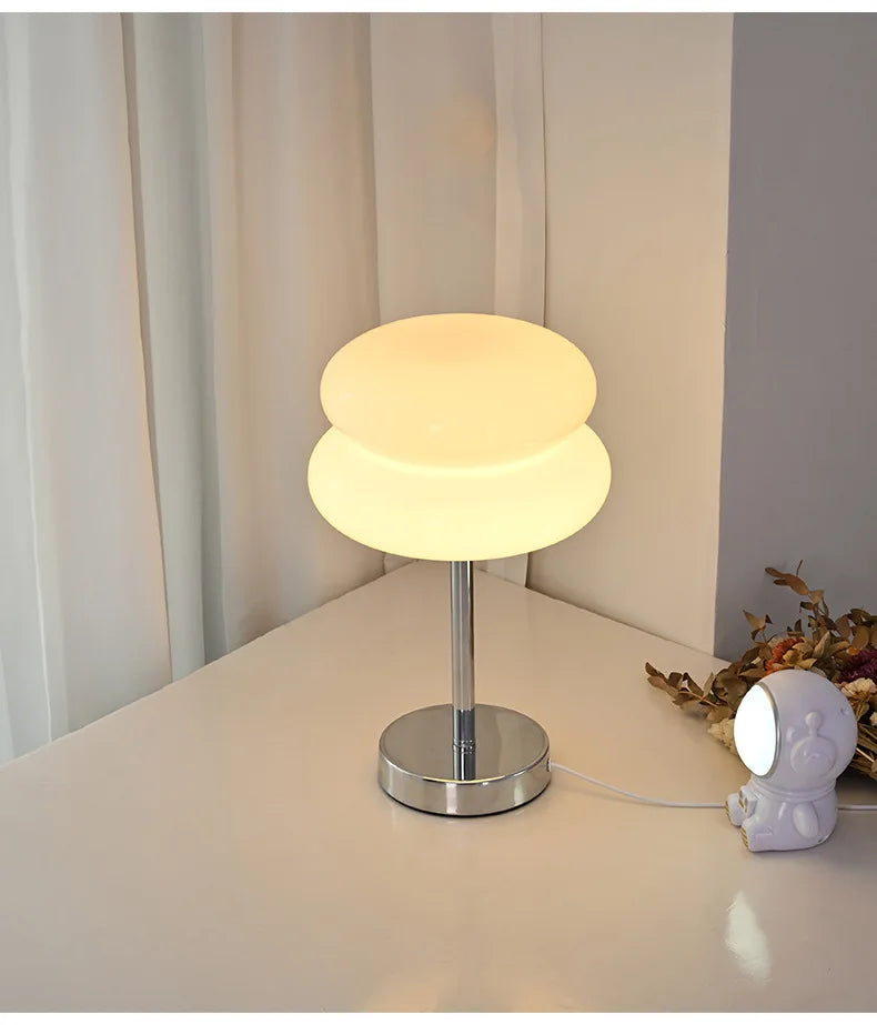 Macaron Glass Table Lamp Trichromatic Dimming Living Room Atmosphere Lamps Eye Protection Night Light Girl Bedroom Bedside Decor