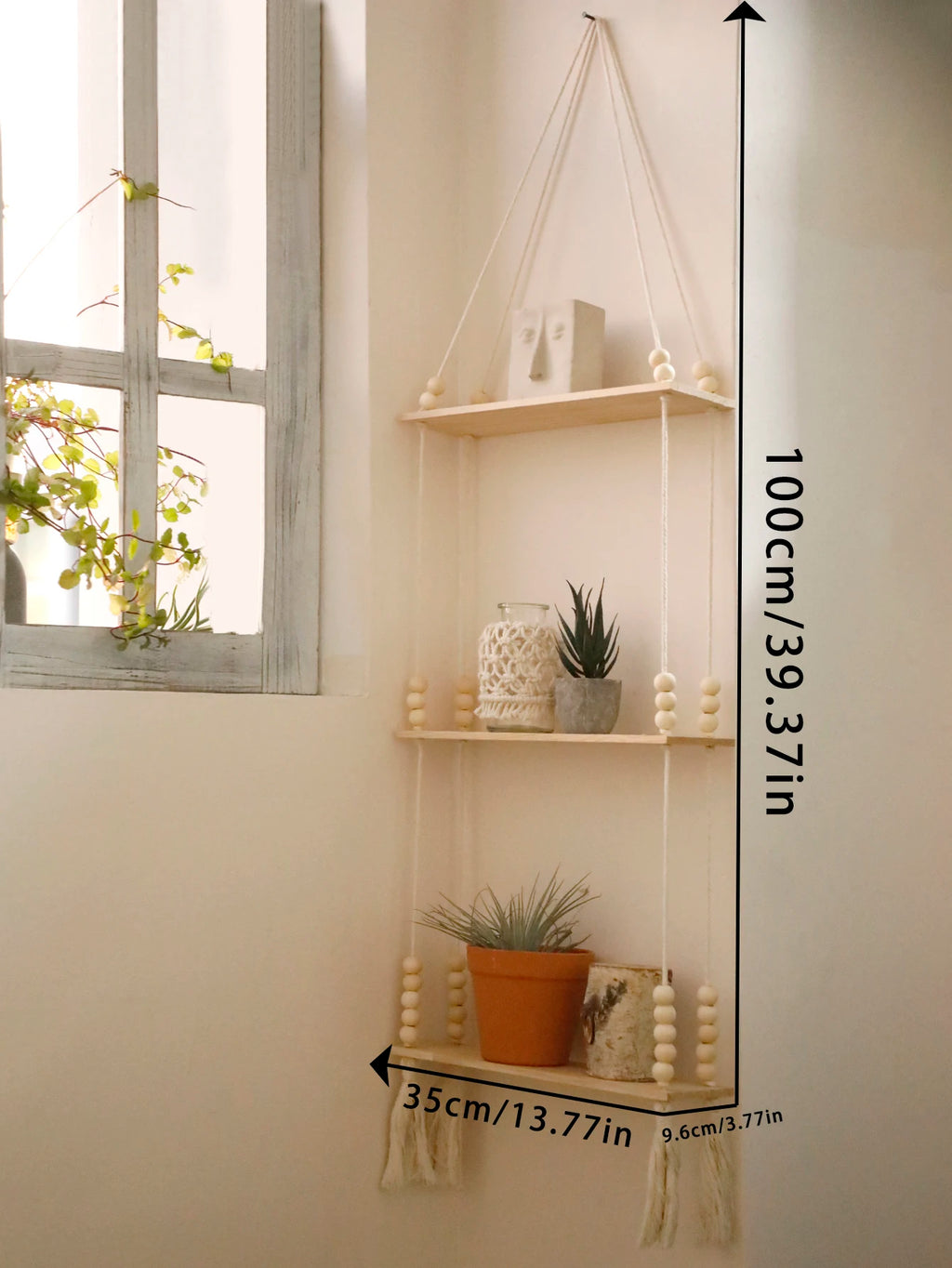 Wooden Storage Rack Wall Hanging Shelves Plant Floating Wall Shelf Rustic Wood Shelves Bedroom Living Room Home Decorations Gift
