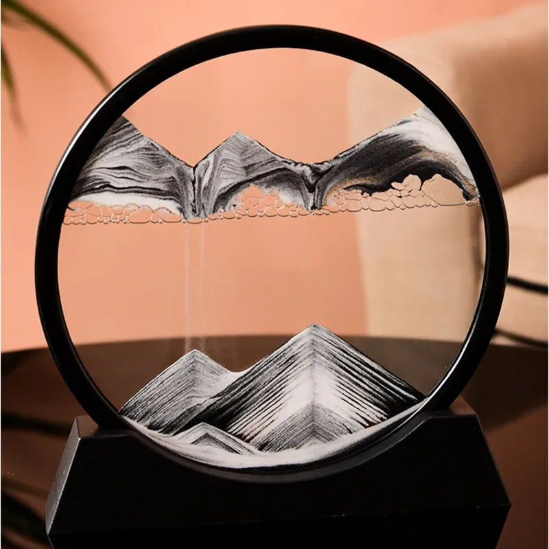 12 Inch 3D Deep Sea Sandscape Creative Hourglass Sand Clock Moving Sand Art Picture Round Glass Quicksand Painting Home Decor