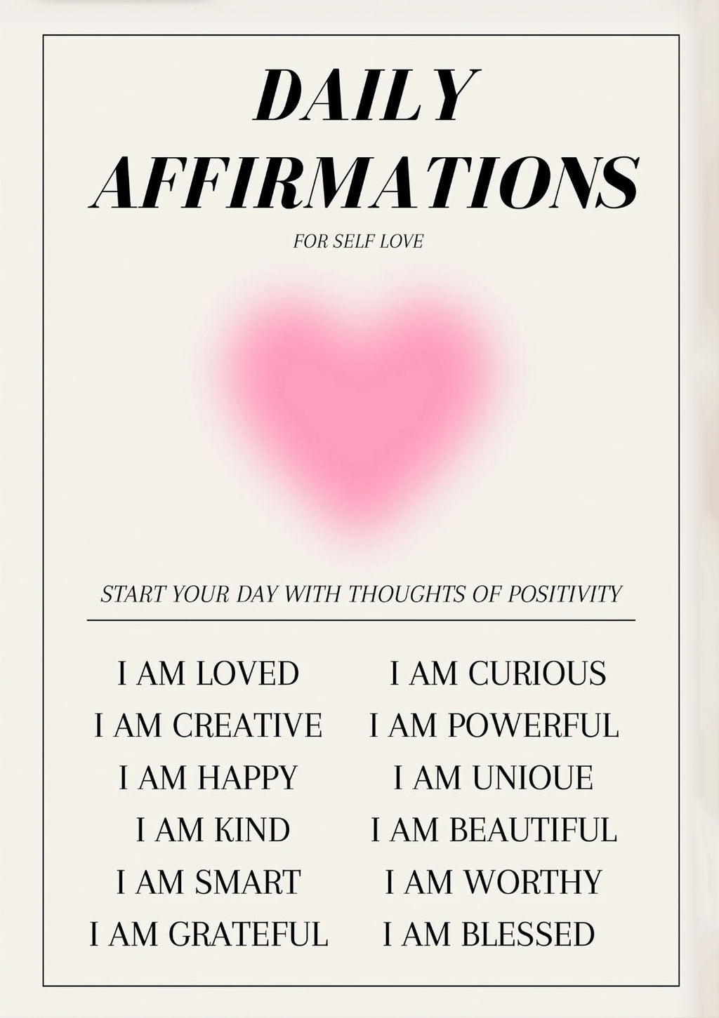 Pink Aura Affirmation Love Circle Butterfly Poster Print Canvas Art Pictures Home for Bedroom Wall Decor Frameless Painting