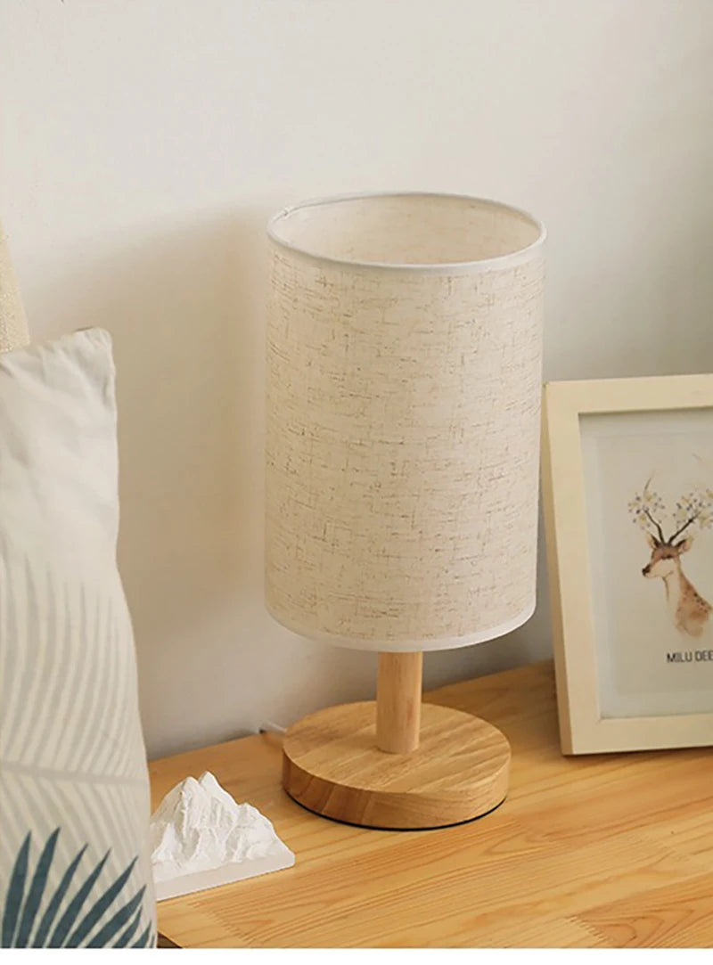 LED Table Lamps Simple Chinese Style Decoration Lamp Dimmable USB Plug Night Light Fabric Lampshade Bedroom Bedside Lighting