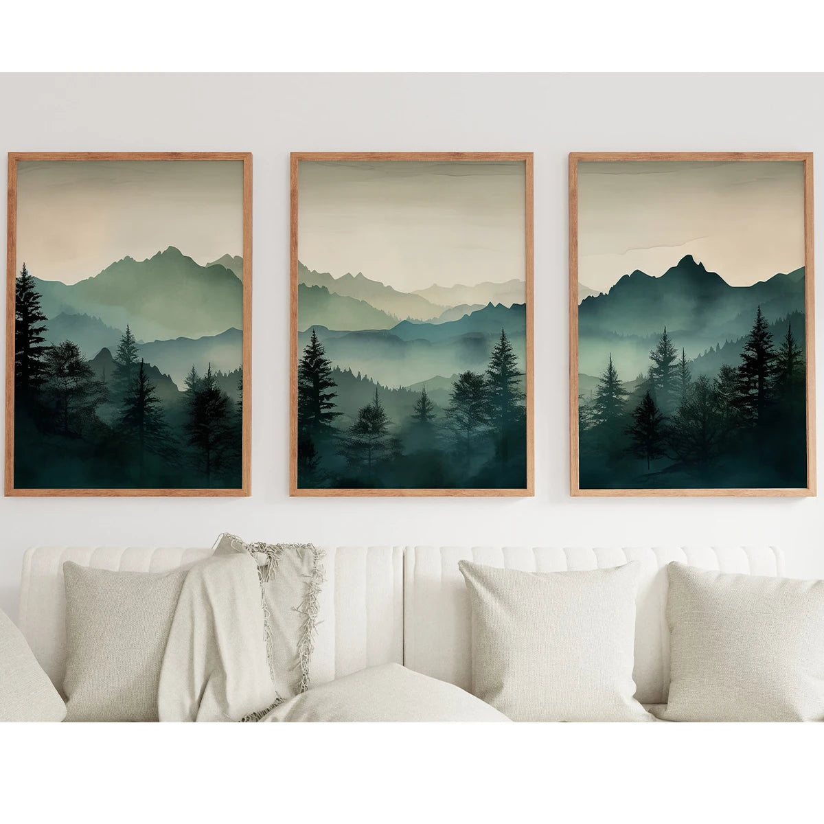 3pcs/set Abstract Sage Green Mountains Wall Art Print Poster Modern Watercolor Nature Landscape Canvas Painting Home Decor