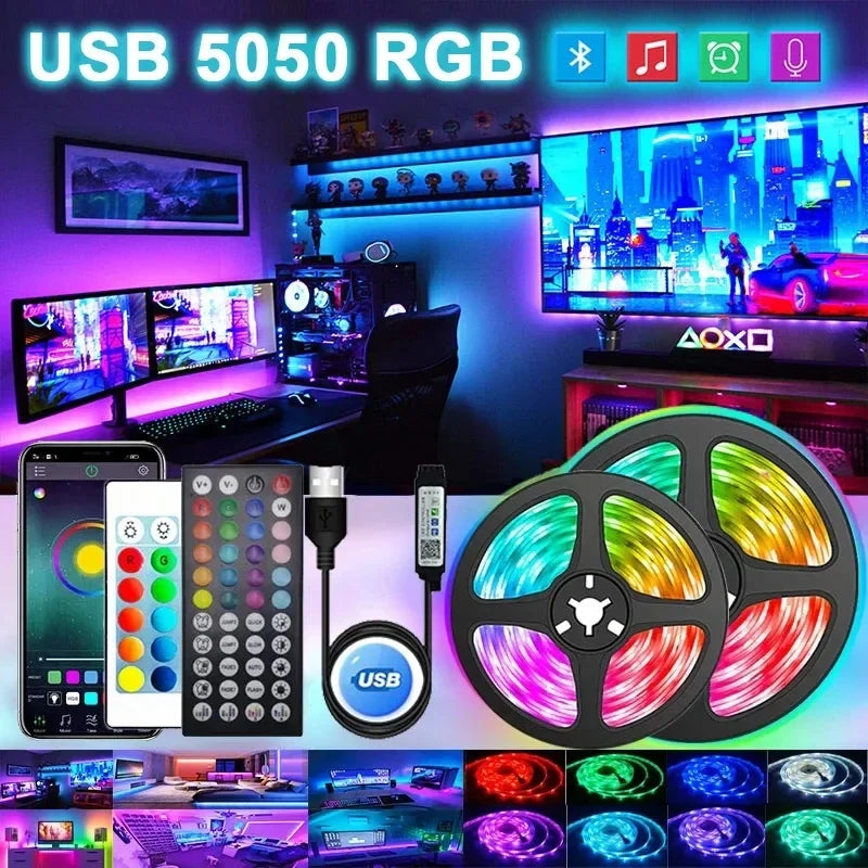 LED Strip Light WIFI Bluetooth Control 5050 RGB Led Lights Flexible Ribbon Luces Led 1M-30M 5V USB TV BackLight Room Decoration
