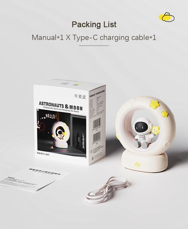 LED Night Light Panda Astronaut Bedside Sleeping Night Lights USB charging Silicone Children Gife Eye Protection Lamp Lighting